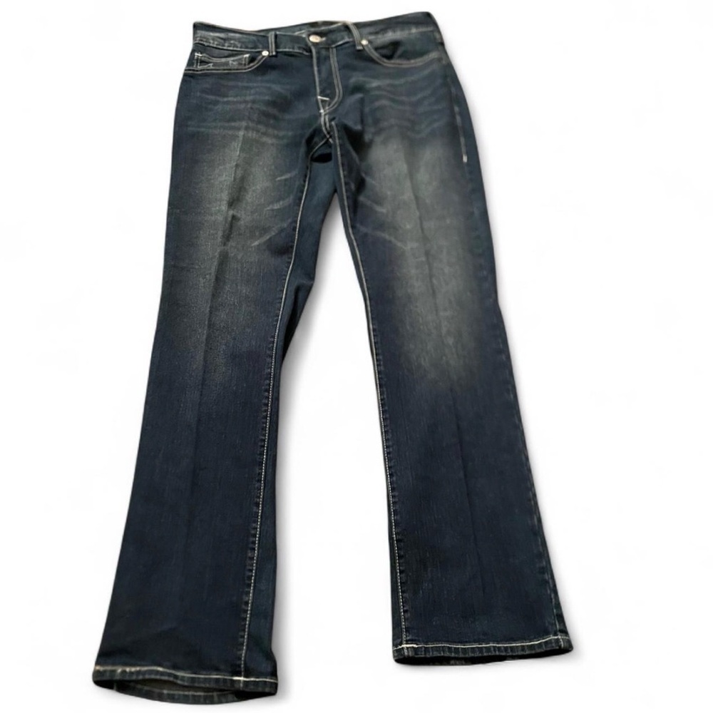 True Religion Men’s Ricky Dark Blue Washed Relaxed Straight Jeans Size 33